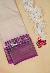 Ivory with Magenta Purple - Light weight Vasundra printed silk with ajrakh pallu and blouse